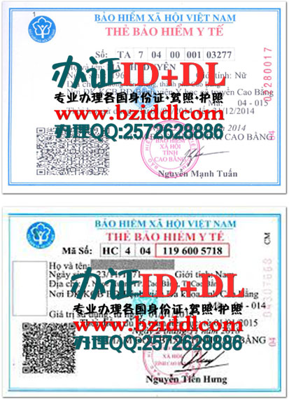 办越南健康保险卡,Thẻ bảo hiểm y tế Việt Nam,Vietnam health insurance card,健康保险卡样本,
