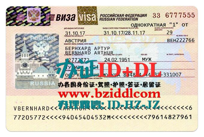 俄罗斯签证PSD模板Russian Visa PSD Template